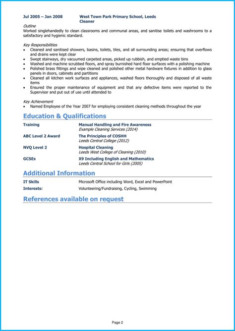 Cleaner CV example and writing guide [Get noticed by .